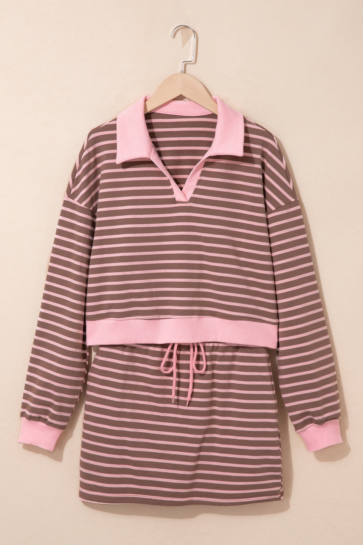 Striped Long Sleeve Top w/ Skort Set