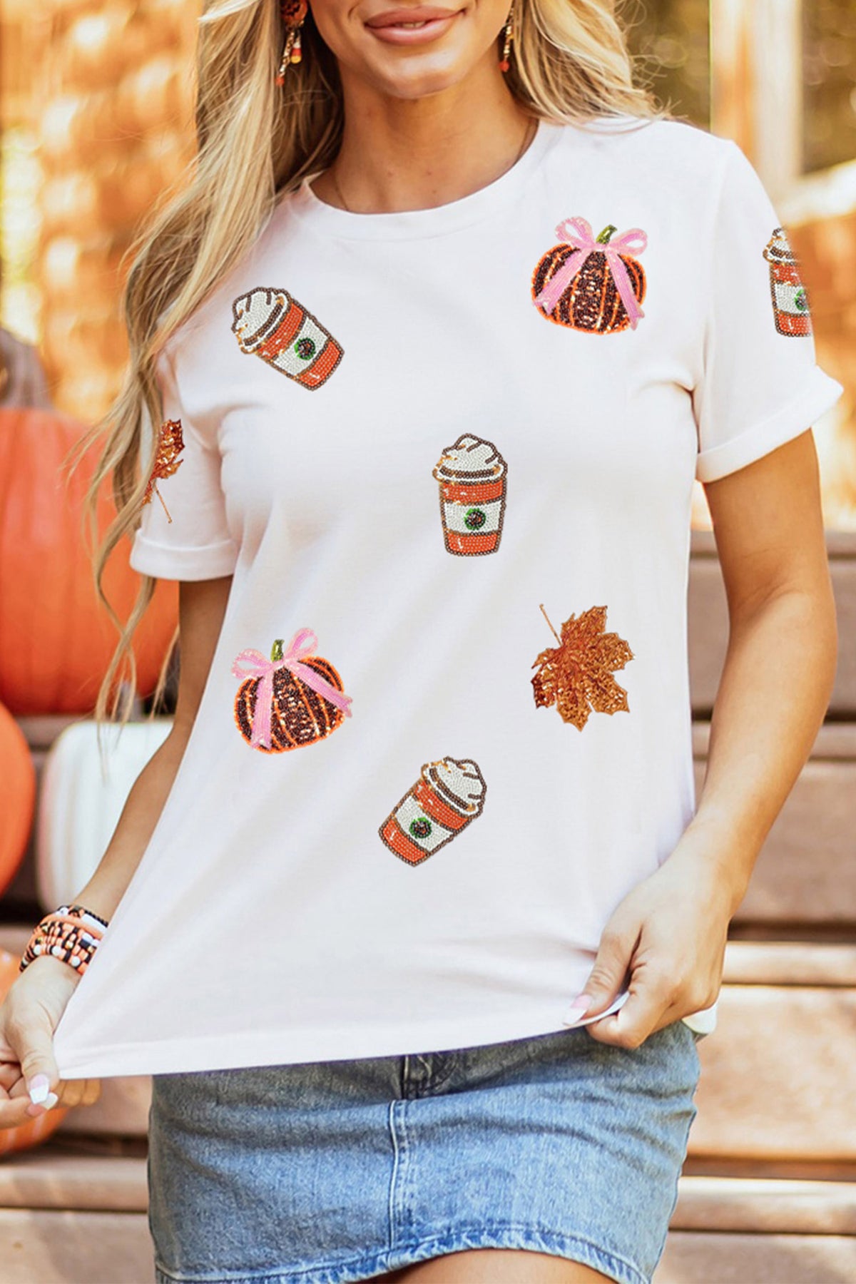 Sequined Pumpkin T-Shirt