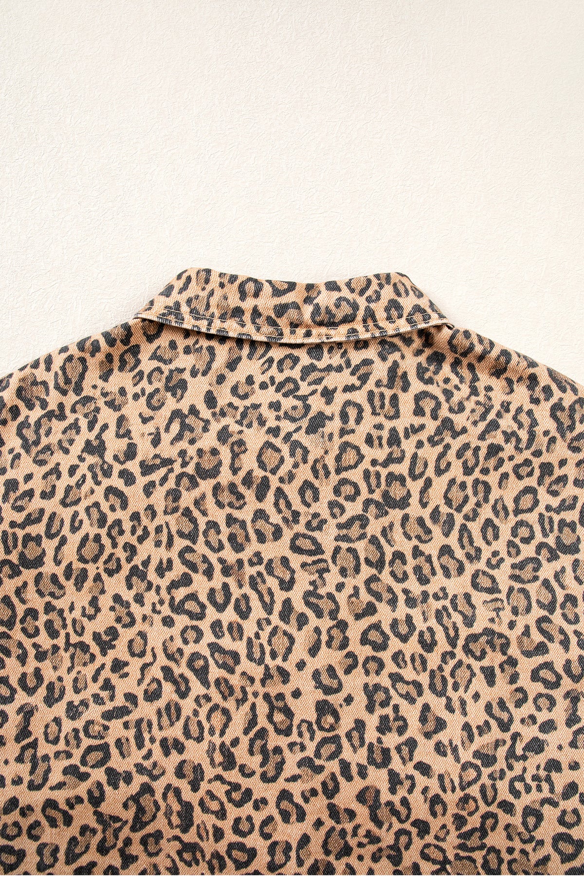Leopard Print Long Sleeve Denim Jacket