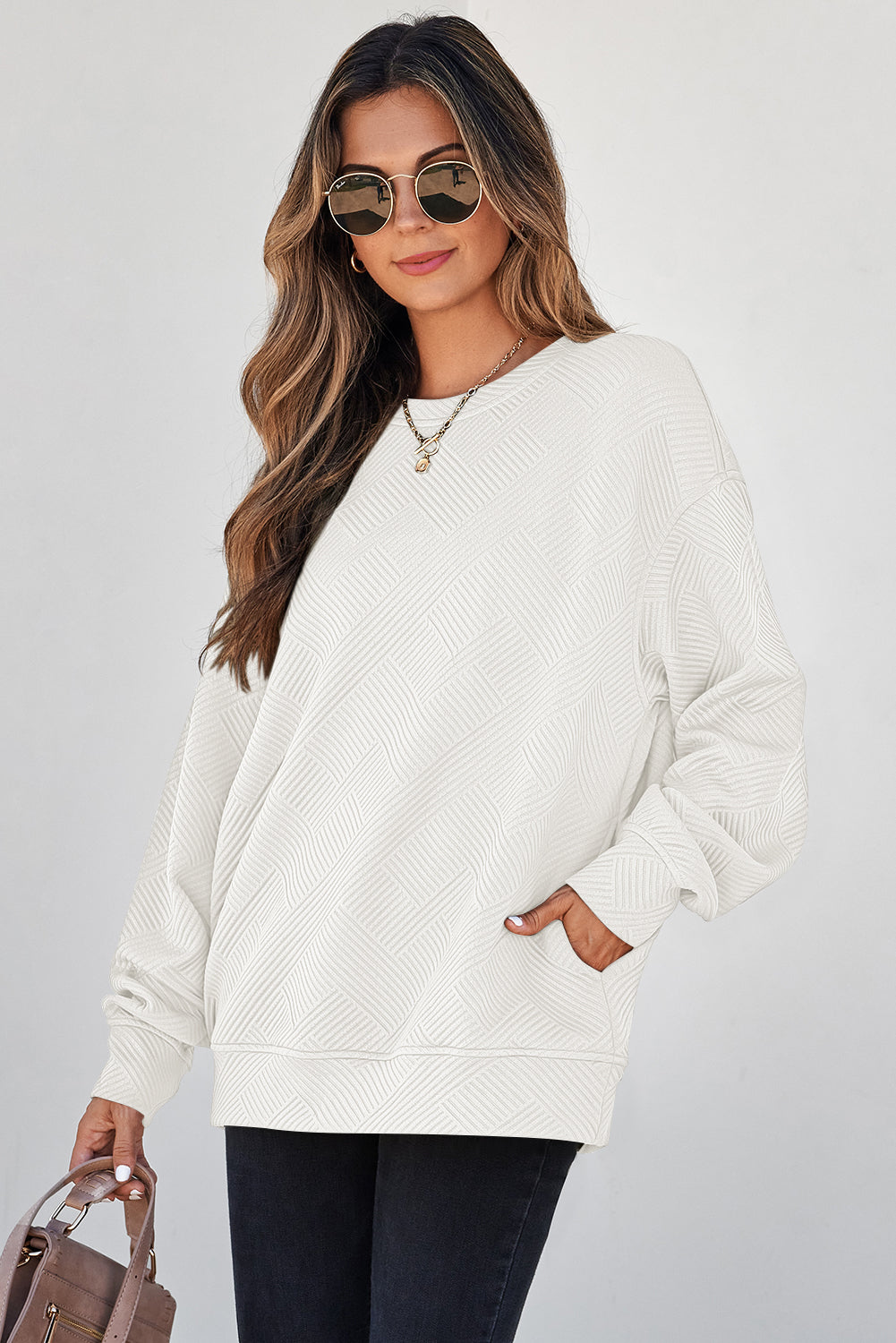 Textured Pullover Sweatshirt
