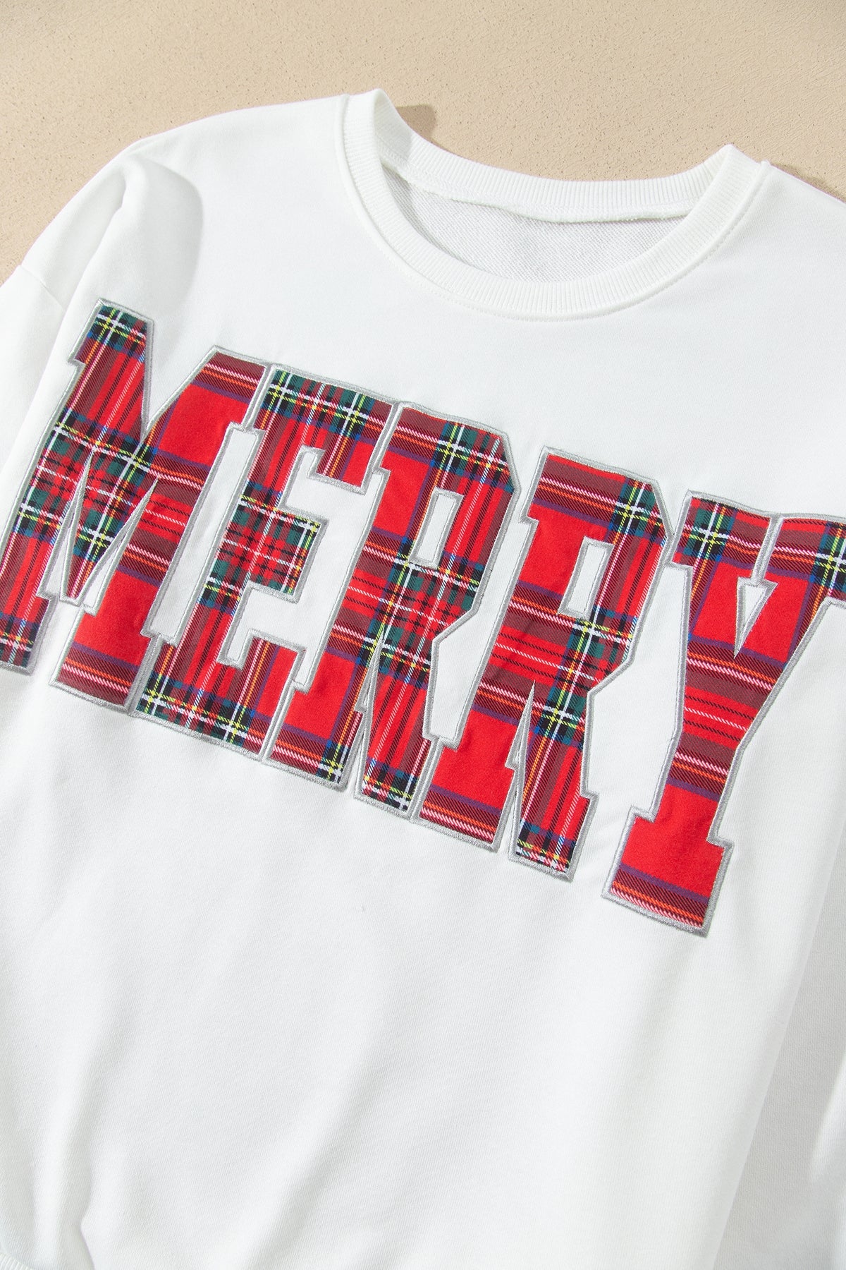 Plaid "MERRY" Long Sleeve Top and Shorts Set