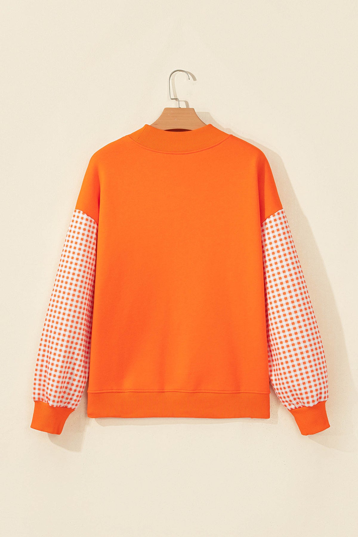 Plaid Sleeve Loose Tunic Sweatshirt