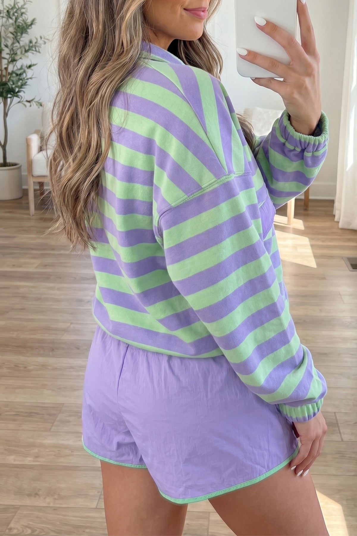 Stripe Long Sleeve Top and Shorts Set