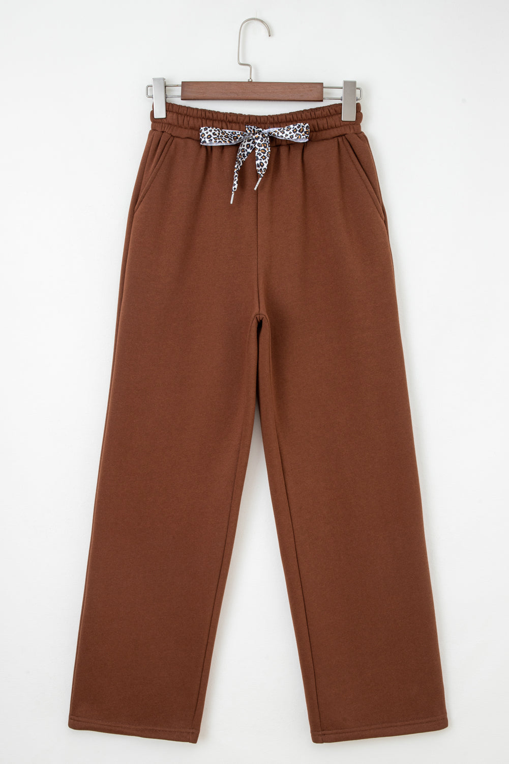 Fleece Lined Leopard Drawstring Pants