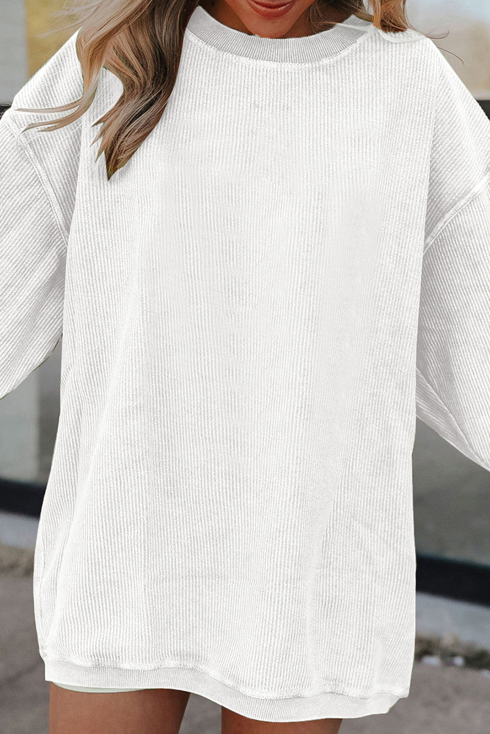 Smoke Gray Corduroy Oversized Sweatshirt