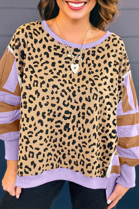 Leopard Striped Plus Size Shirt