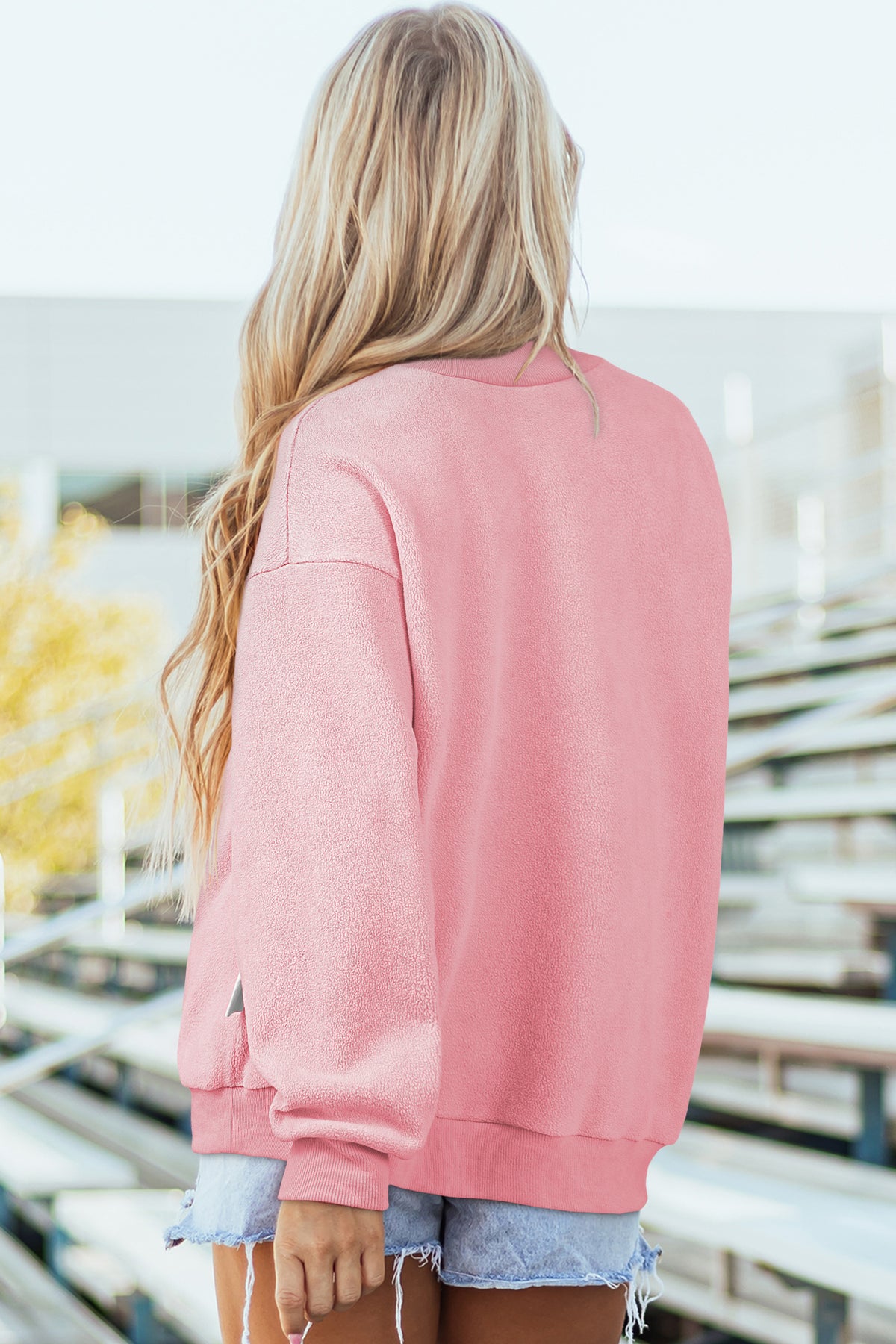Oversize Reversible Mock Neck Sweatshirt