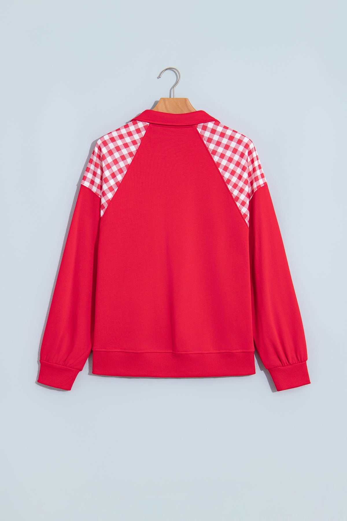 Plaid Pocket Quarter Zip Sweatshirt