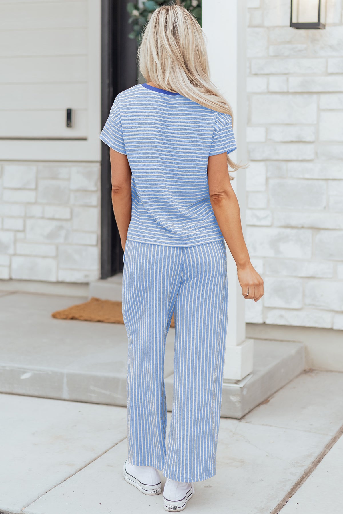 Stripe Shirt w/Cropped Pants Set