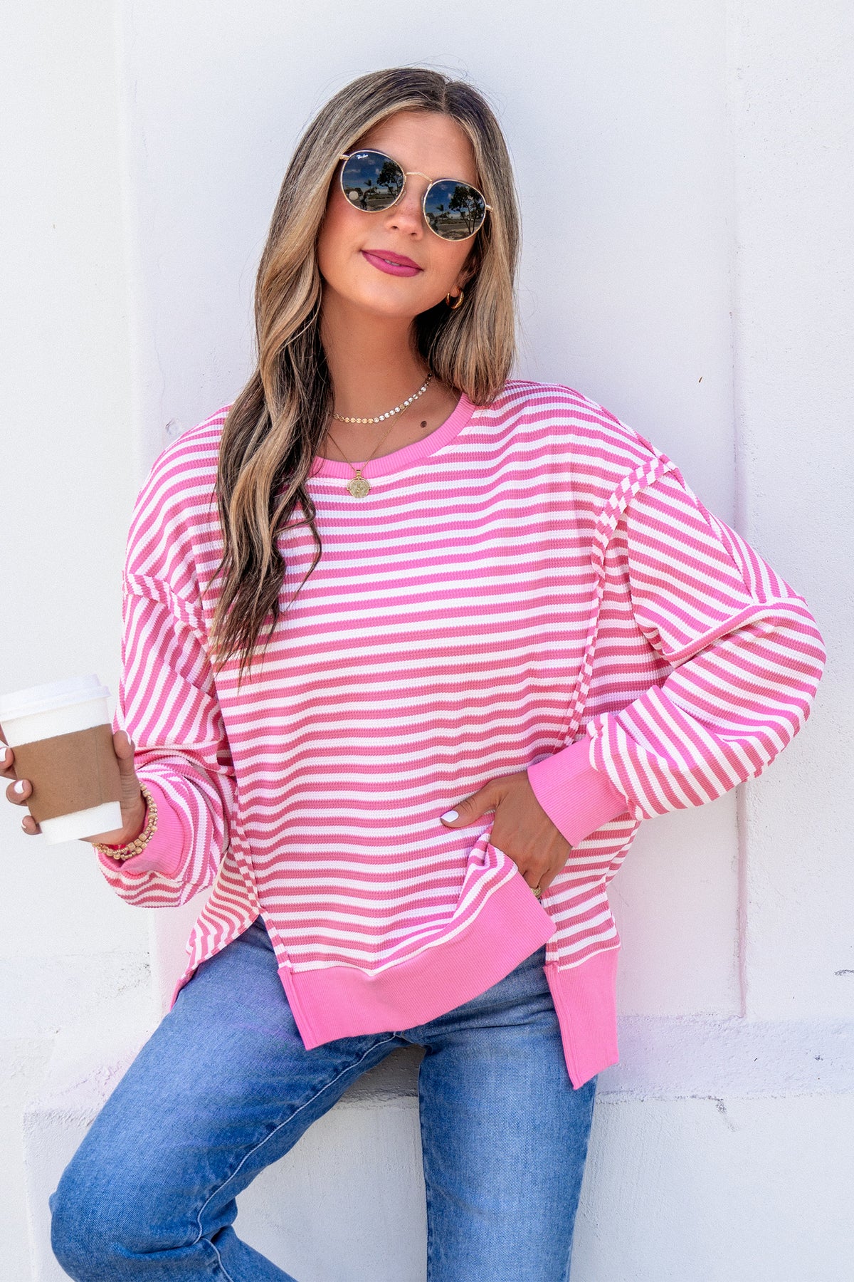 Stripe Knit Long Sleeve Top