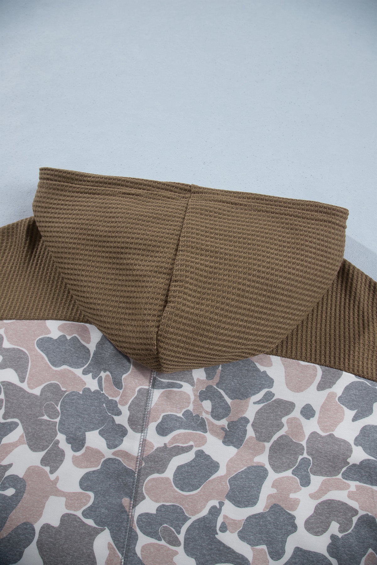 Camouflage Waffle Knit Plus Size Hoodie