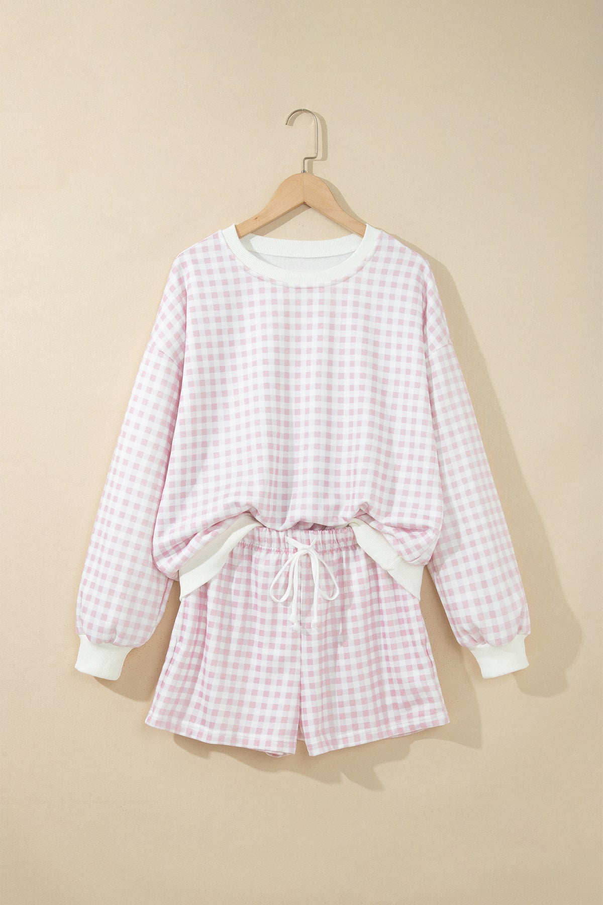 Plaid Baggy Pullover w/Shorts Set