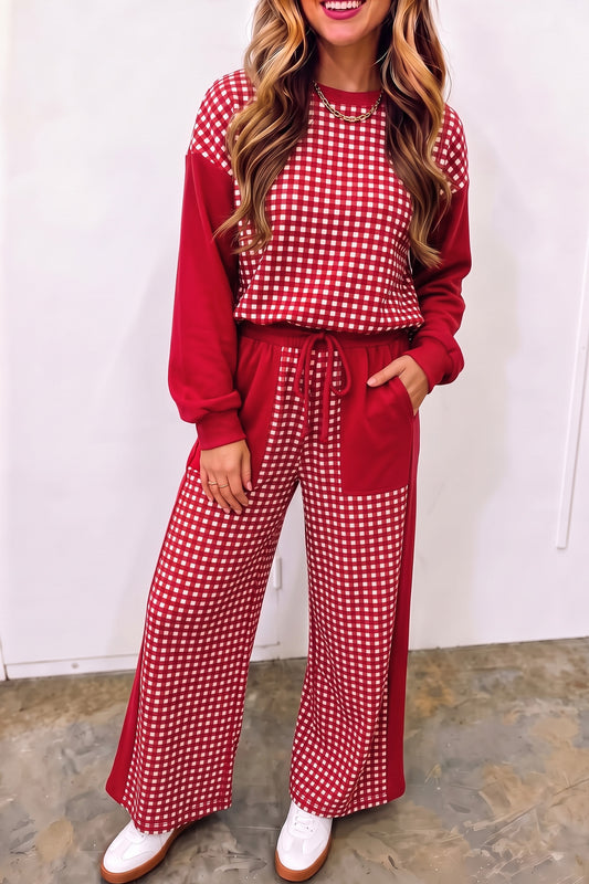 Plaid Long Sleeve Pullover & Pant Set