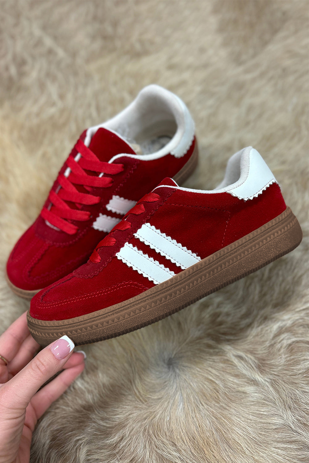 Red Vintage Striped Flat Shoes