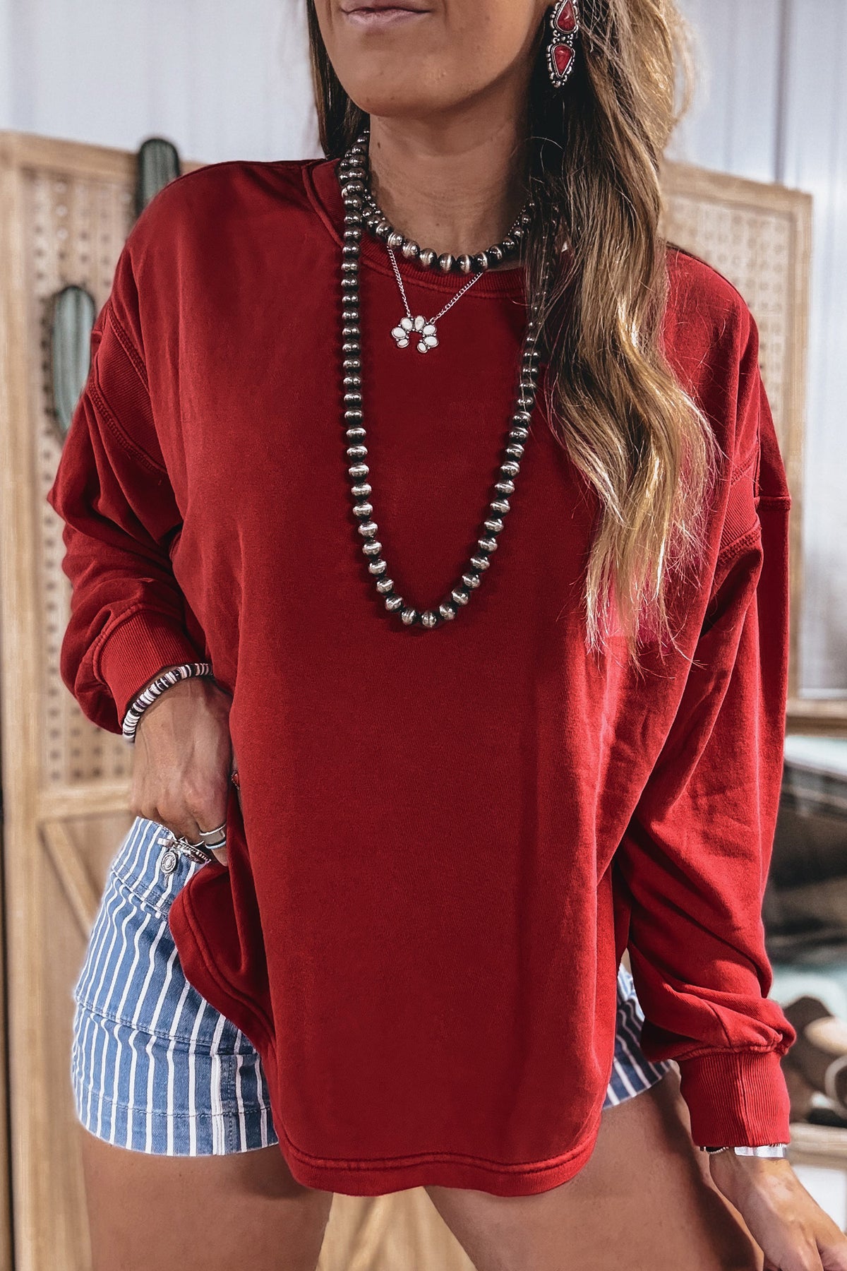 Ribbed Cutout Back Sweatshirt