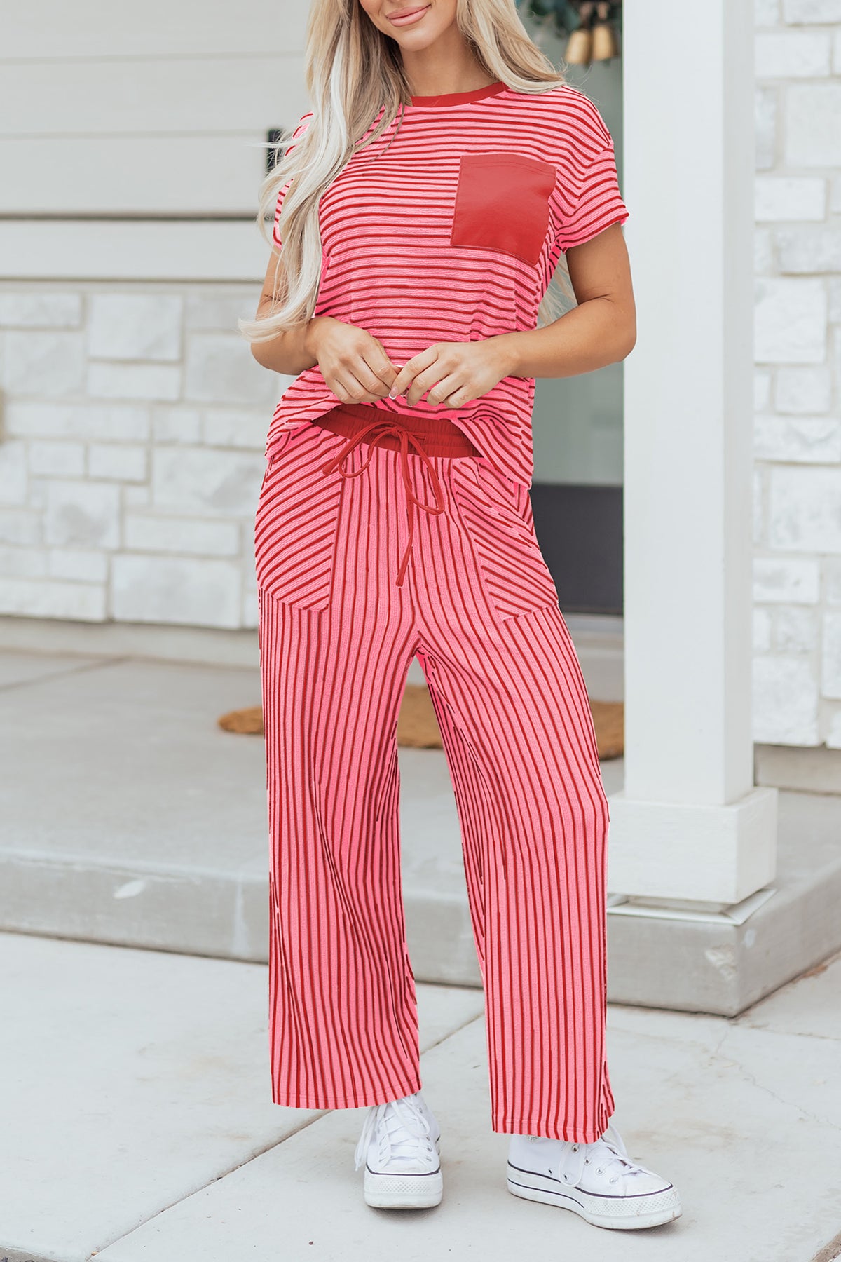 Stripe Shirt w/Cropped Pants Set