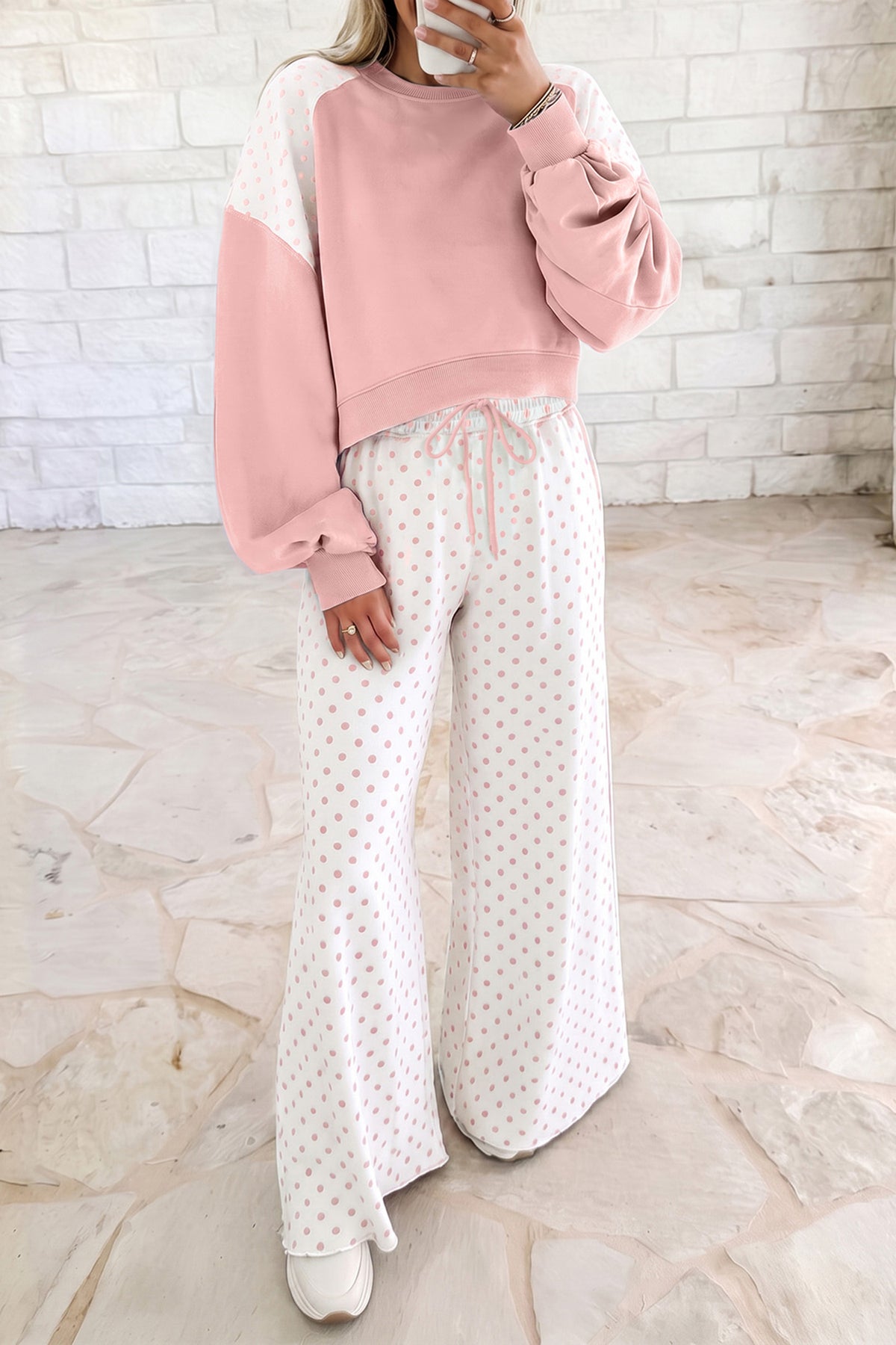 Polka Dot Long Sleeve Pants Set