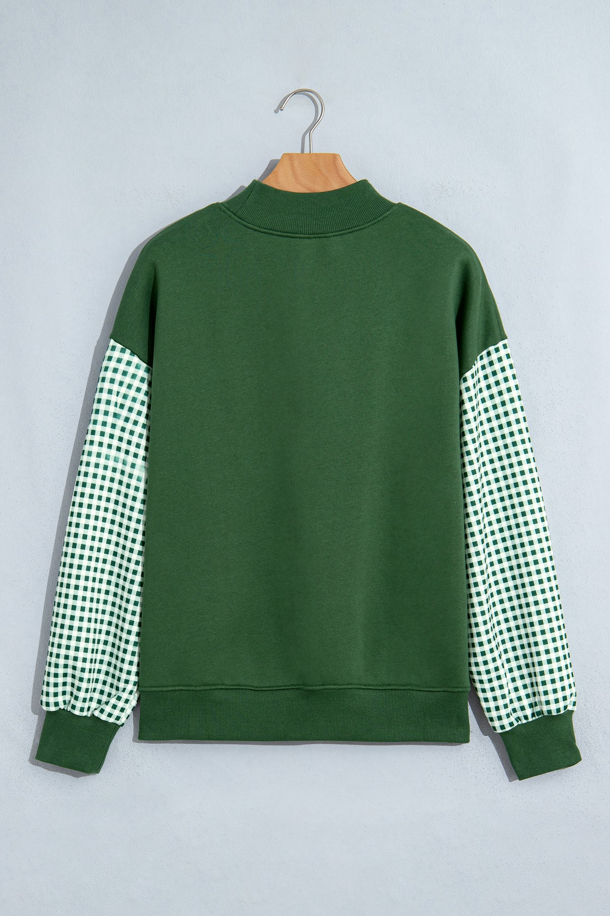 Plaid Sleeve Loose Tunic Sweatshirt