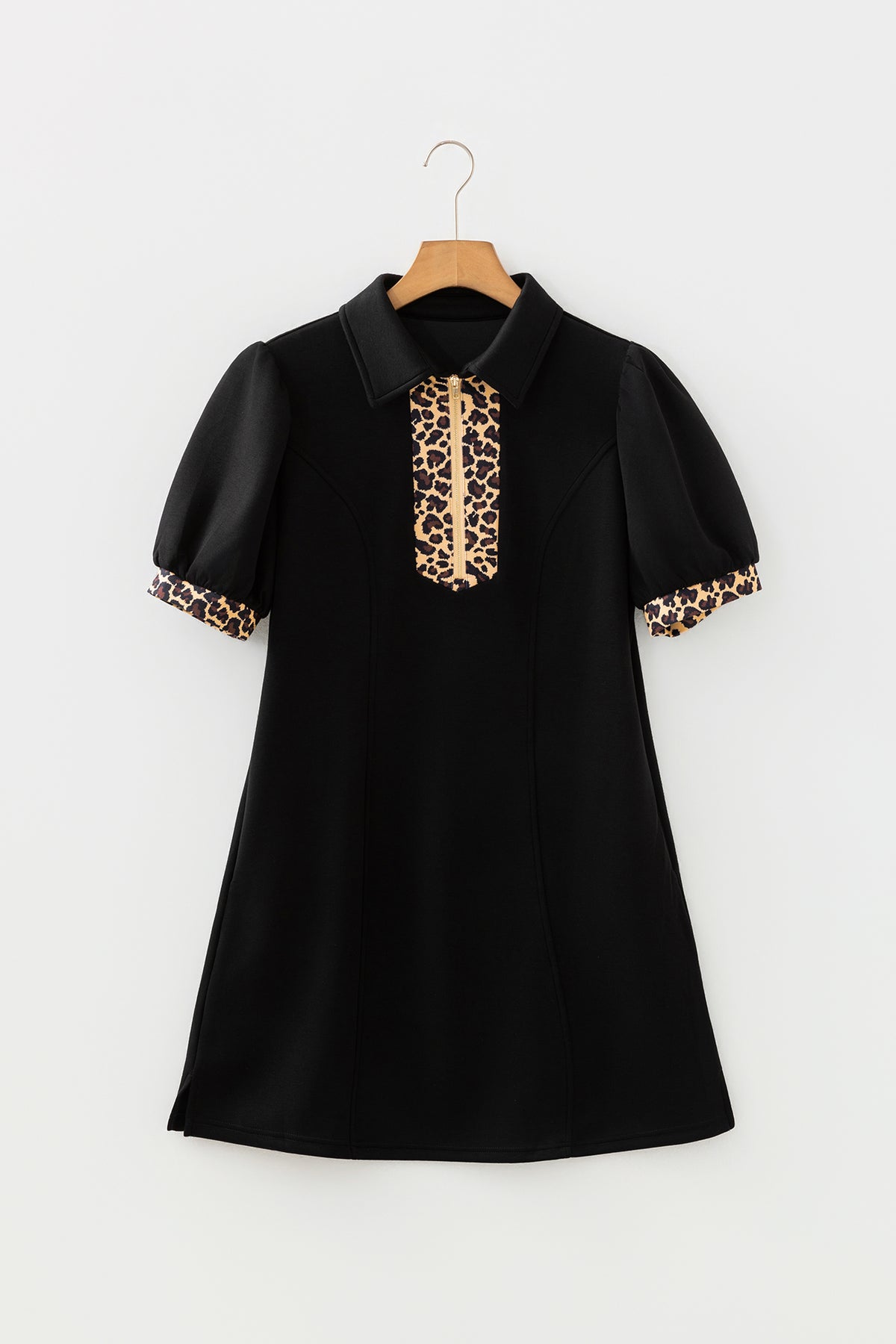 Black Leopard Patchwork Dress