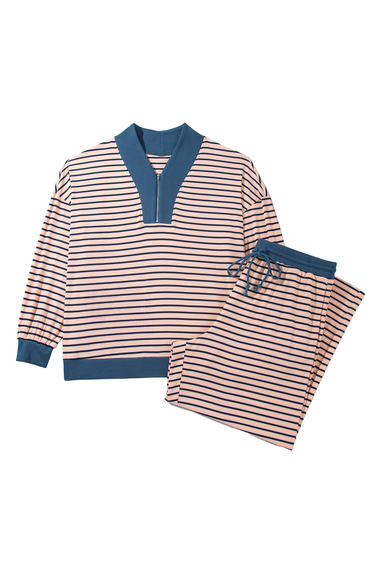 Striped Long Sleeve Plus Size Set