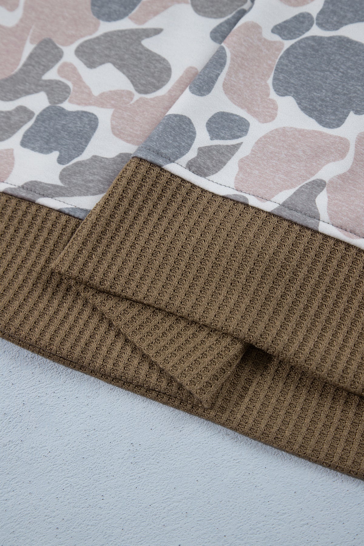 Camouflage Waffle Knit Plus Size Hoodie