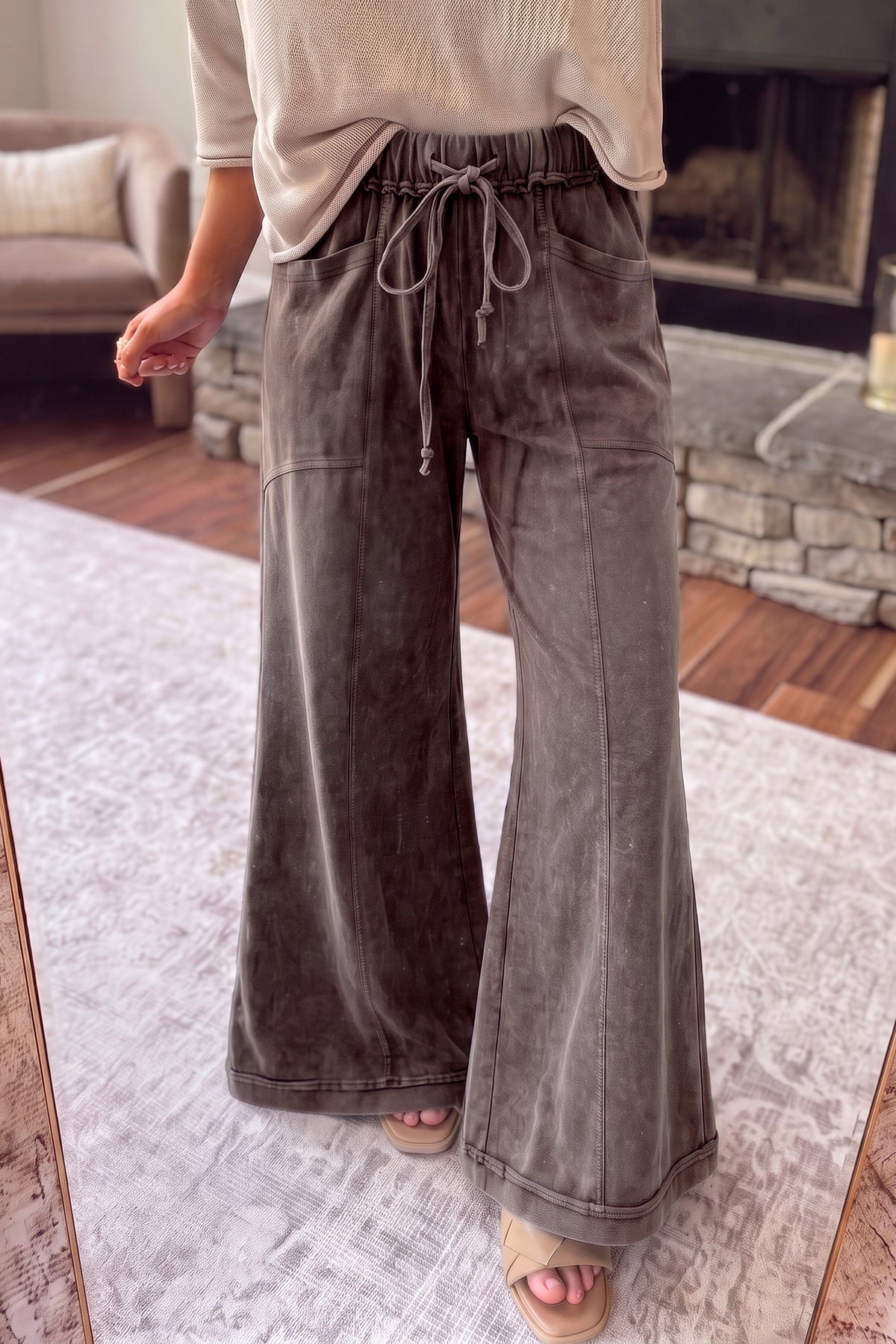 Flare Leg Drawstring Pants