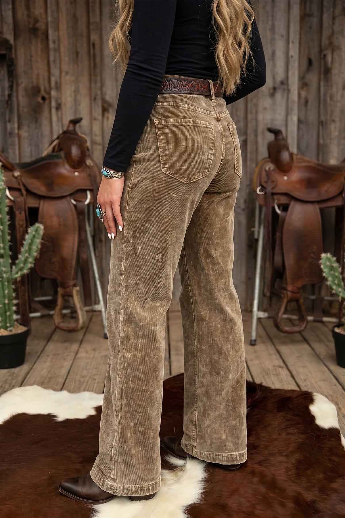 Camel Straight Leg Corduroy Pants