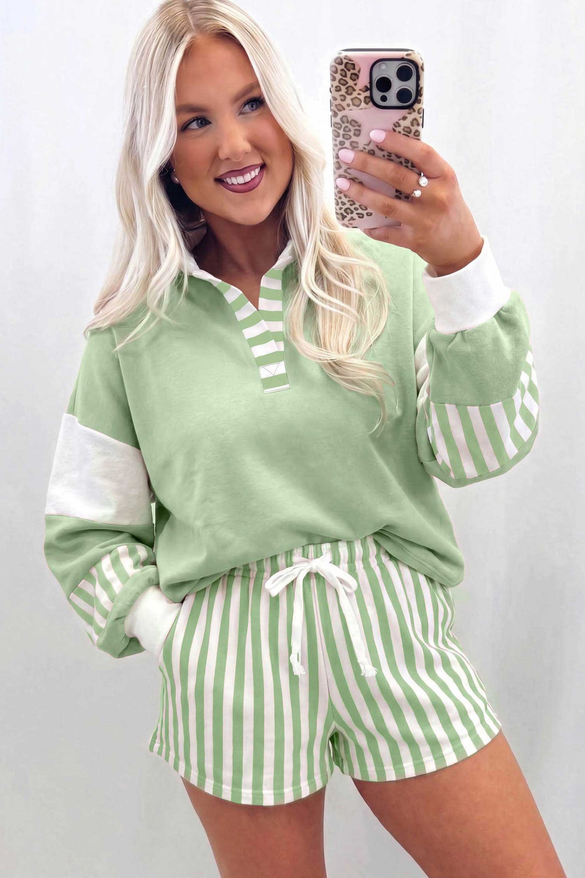 Pullover Top w/ Drawstring Shorts Set