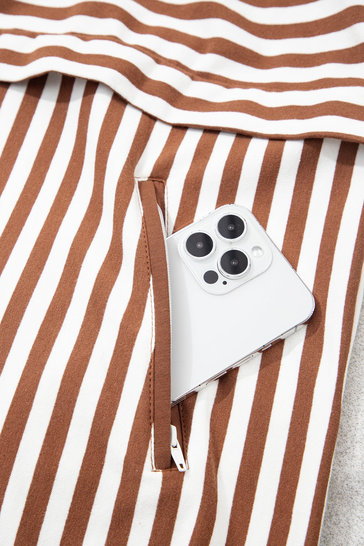 Stripe Quarter Zip Pullover w/Shorts Set