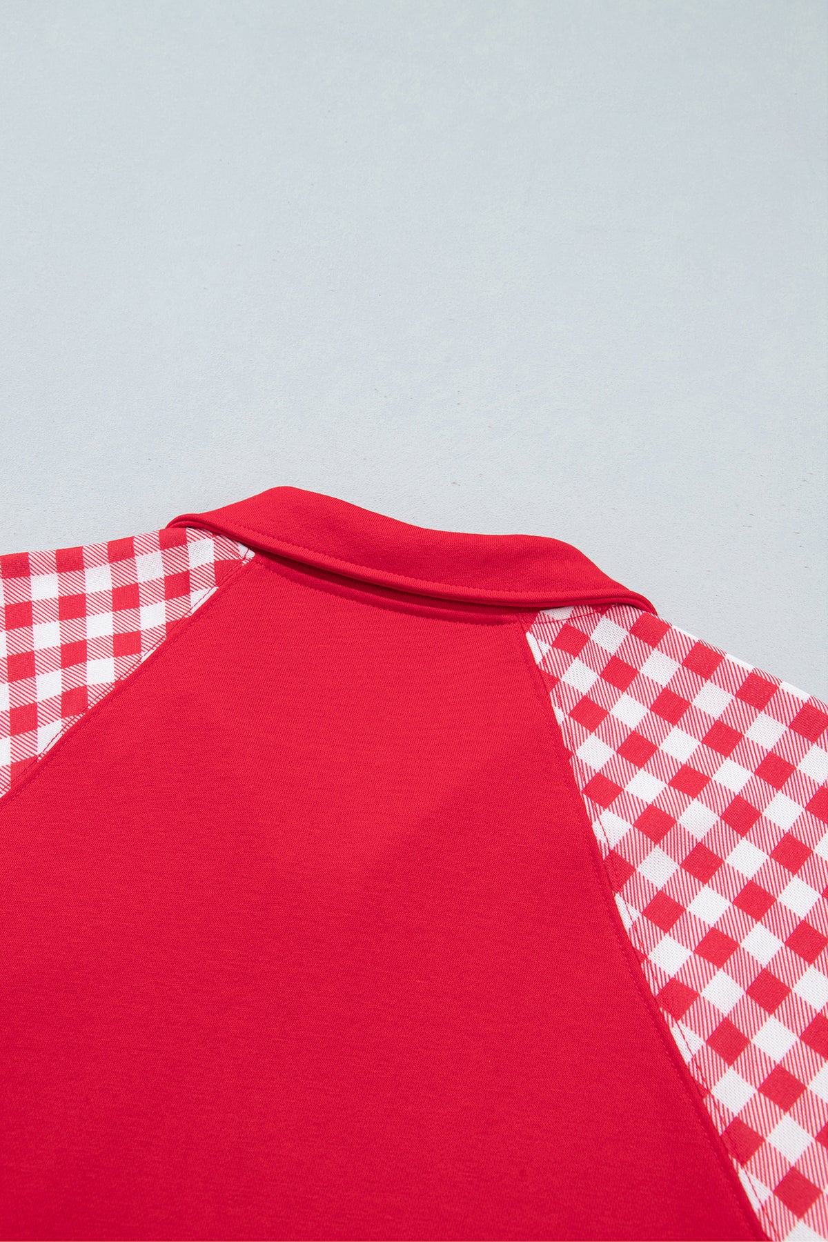 Plaid Pocket Quarter Zip Sweatshirt