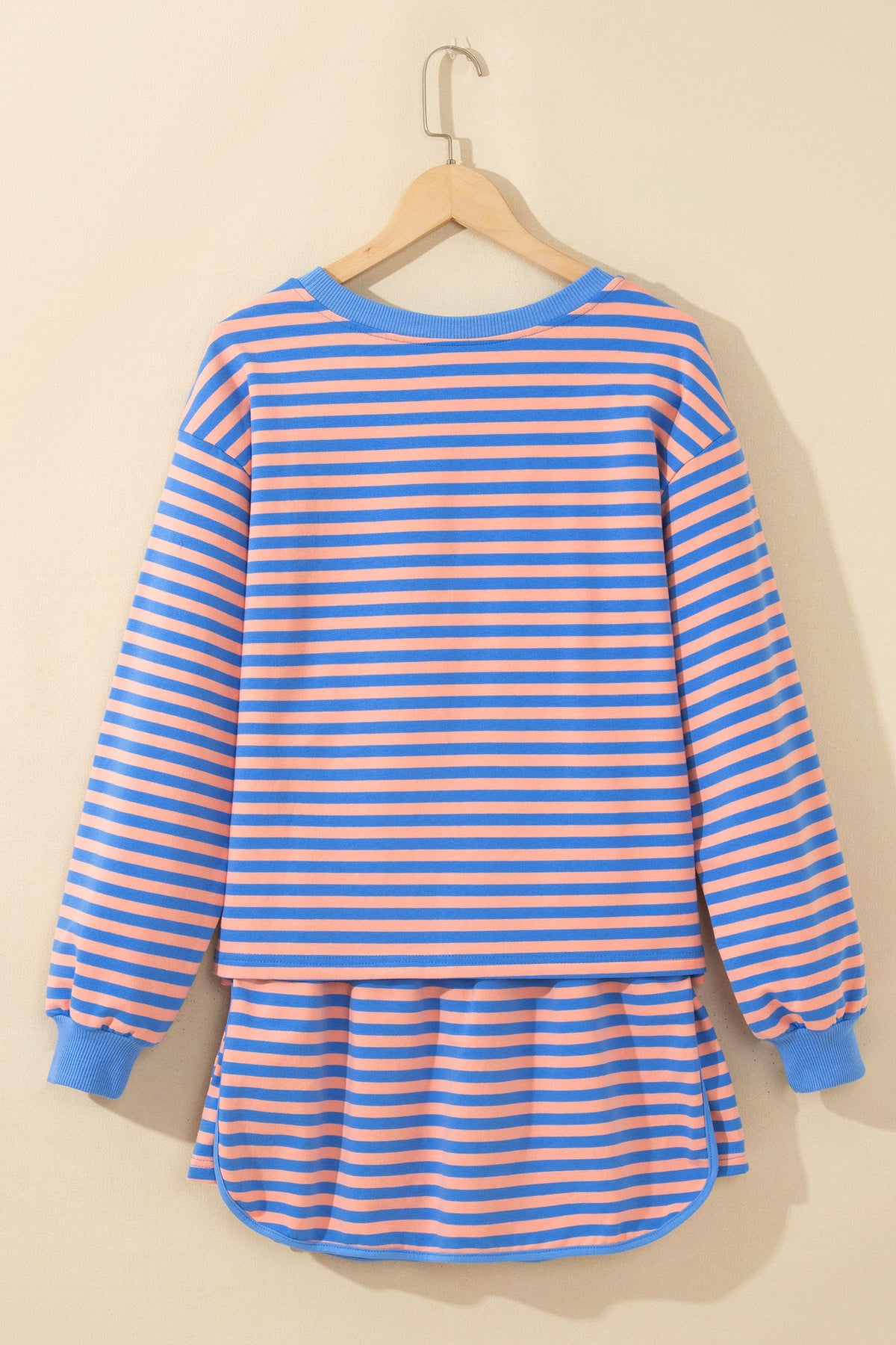 Stripe Long Sleeve Pullover Skort Set
