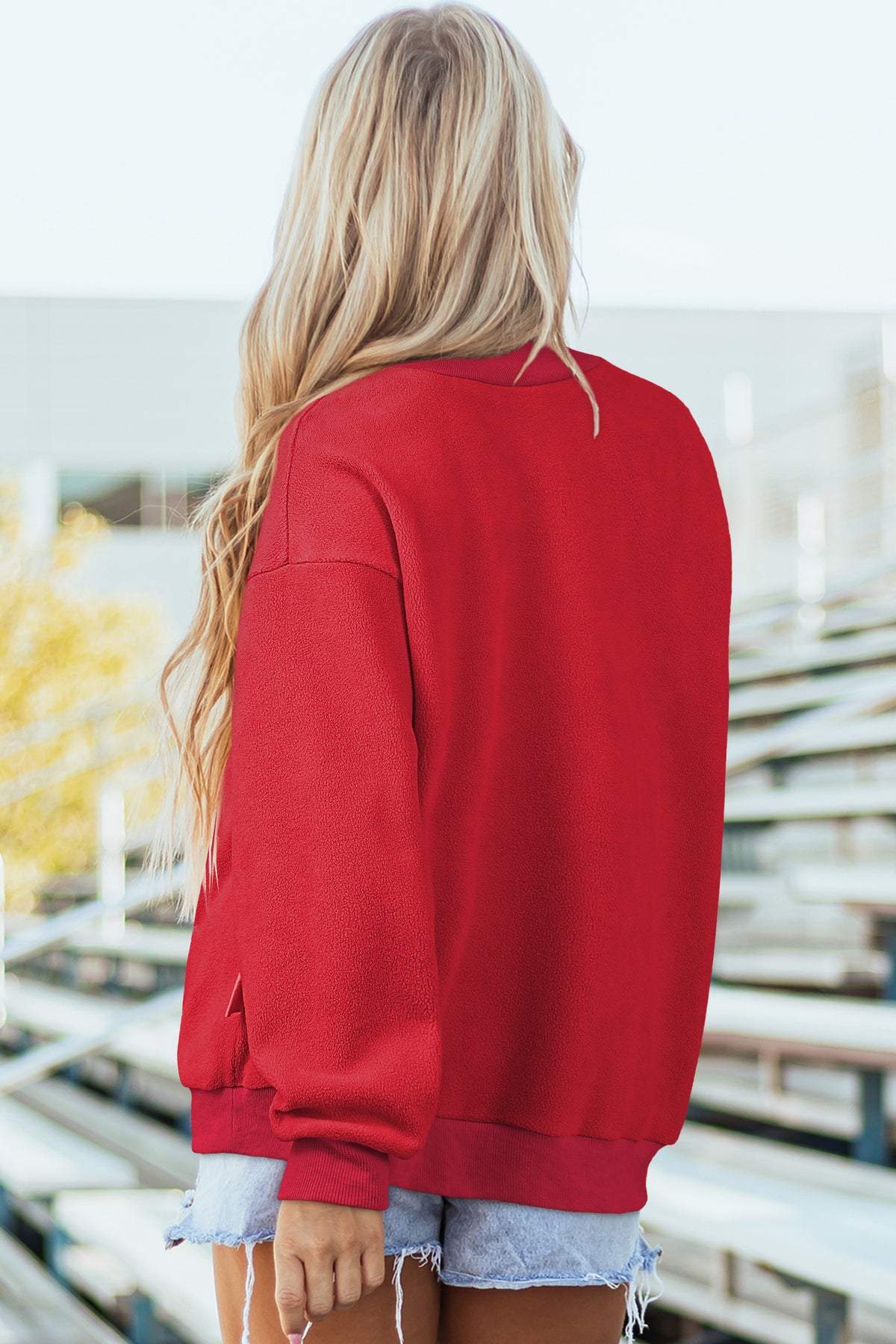 Oversize Reversible Mock Neck Sweatshirt