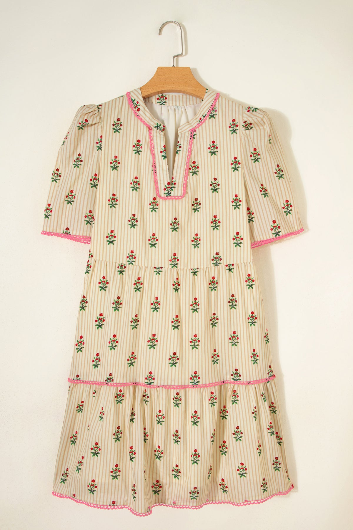 Apricot Ruffle Hem Short Dress