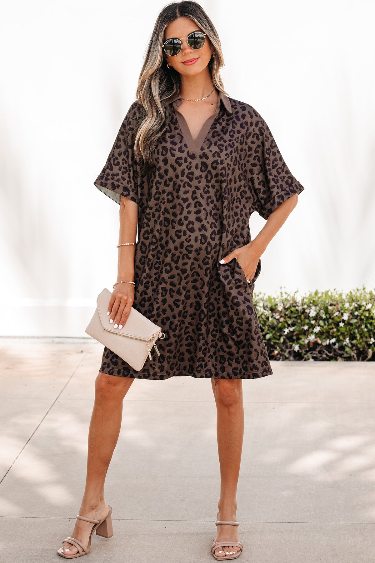 Leopard Print V-Neck Mini Dress