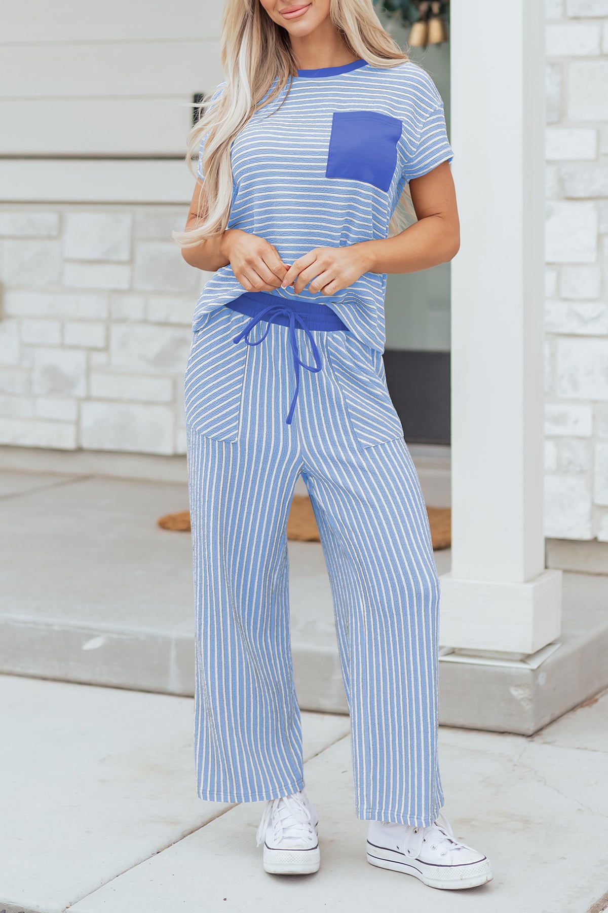 Stripe Shirt w/Cropped Pants Set