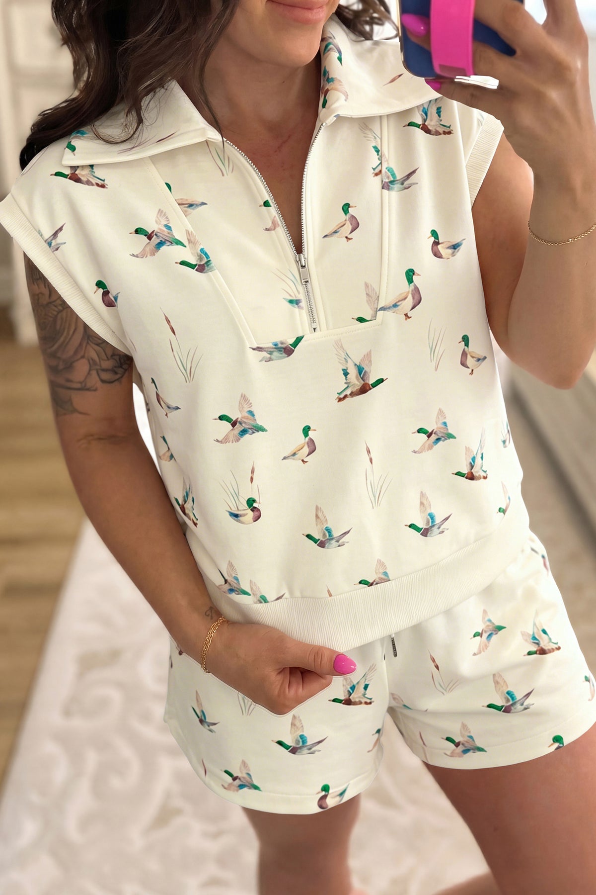 Mallard Printed Tee Drawstring Short Set