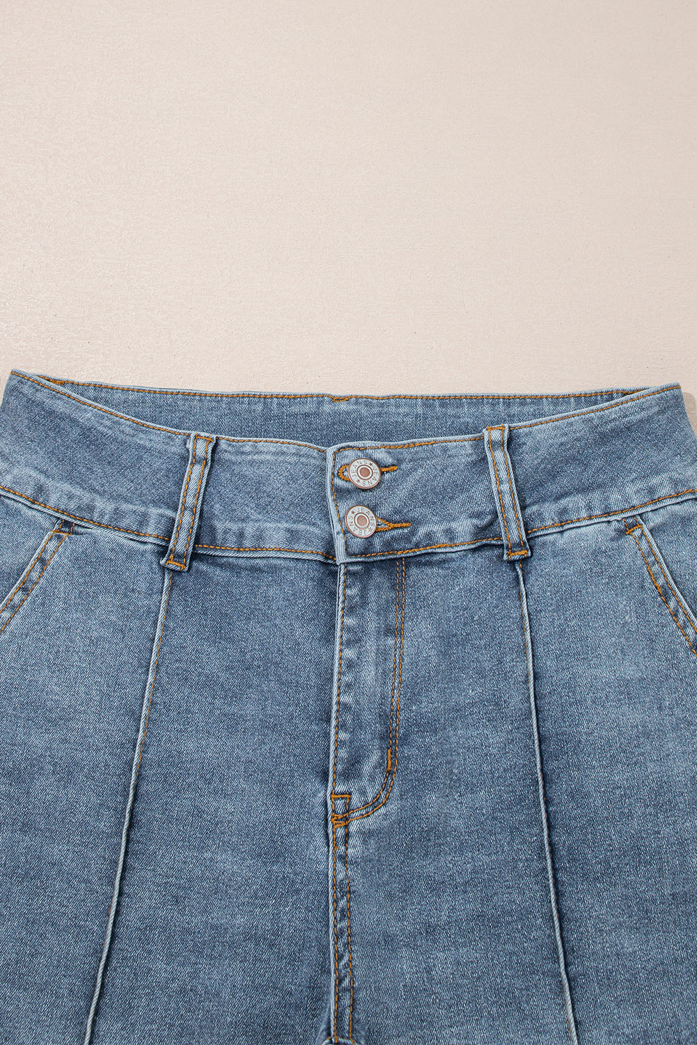Button High Waist Bootcut Jeans