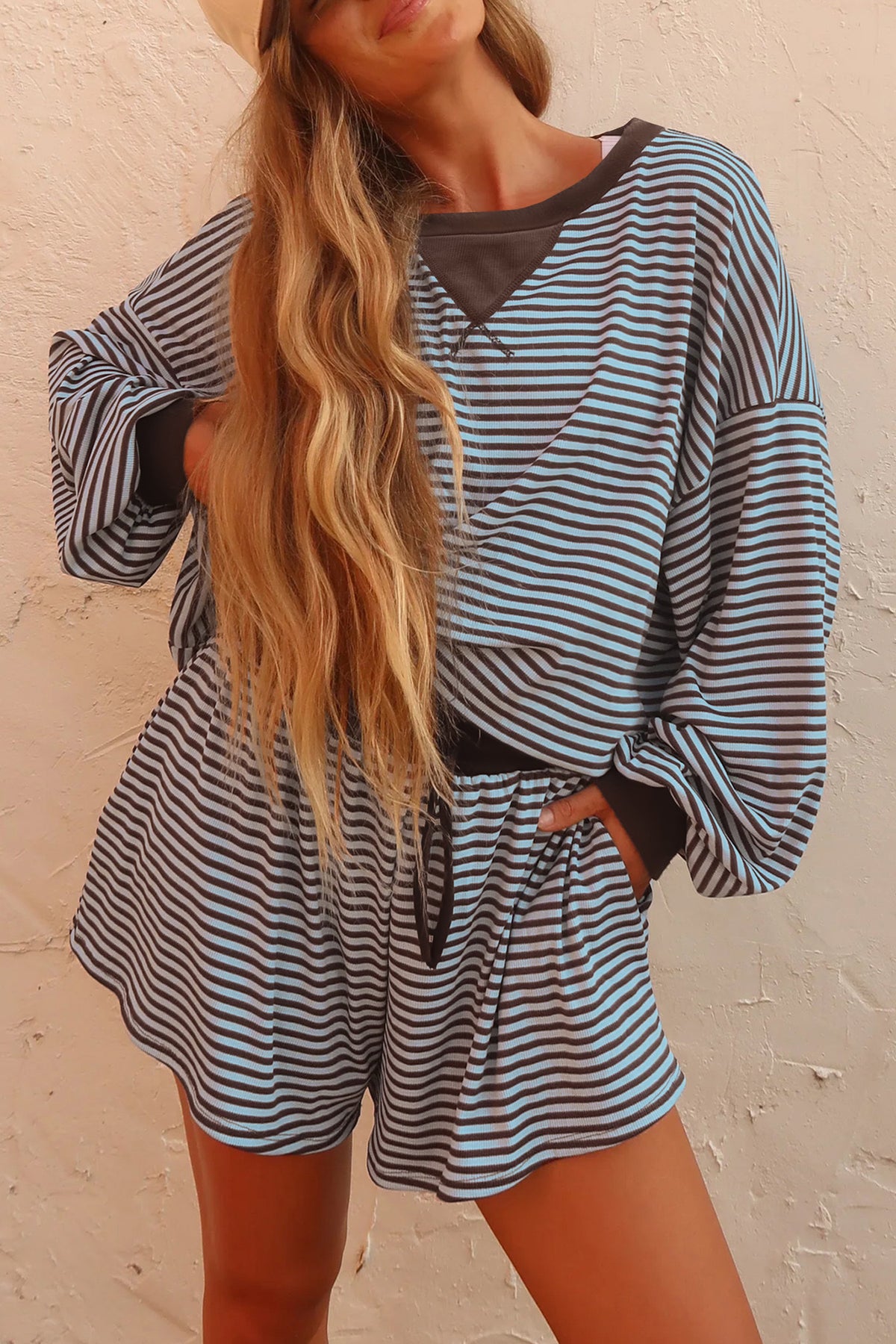 Oversized Long Sleeve Top w/ Shorts Set
