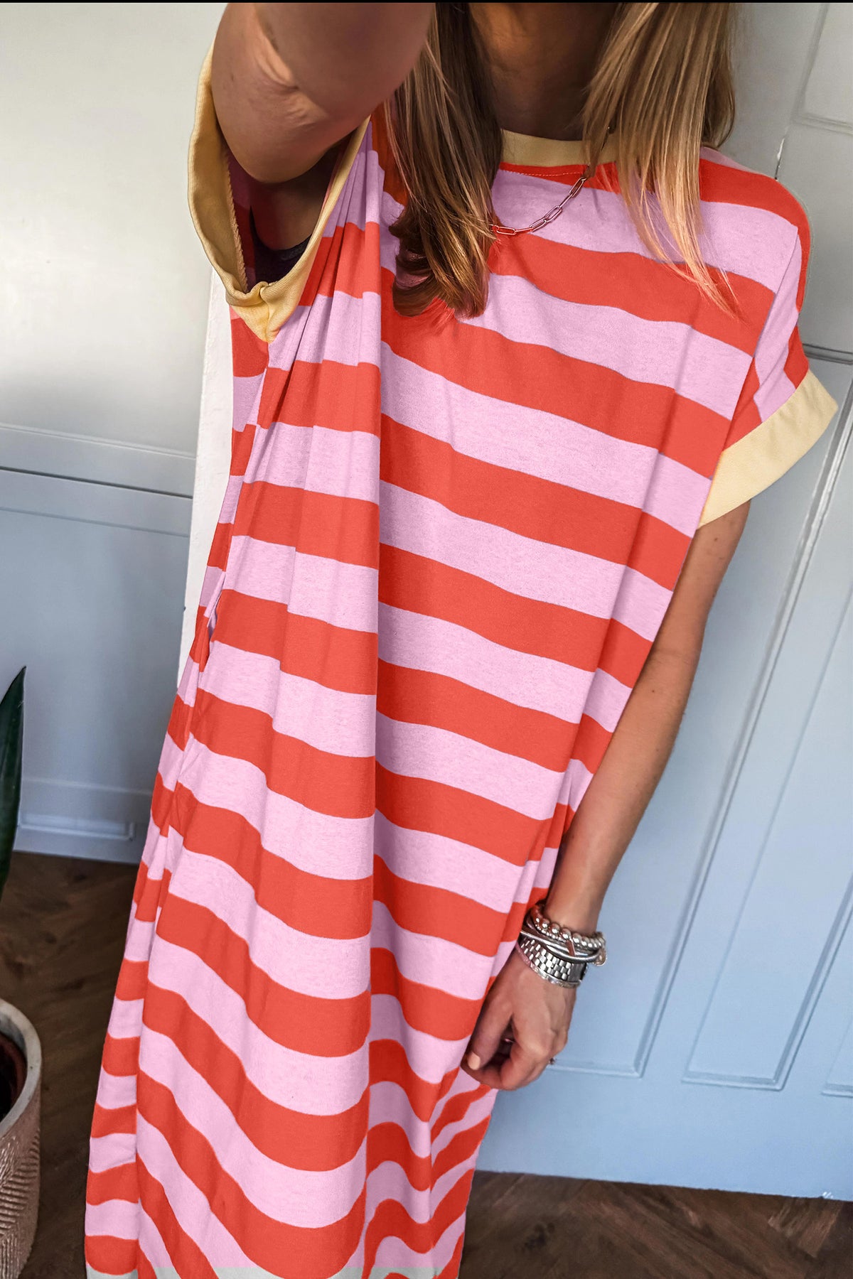 Stripe Pocketed Long Dress