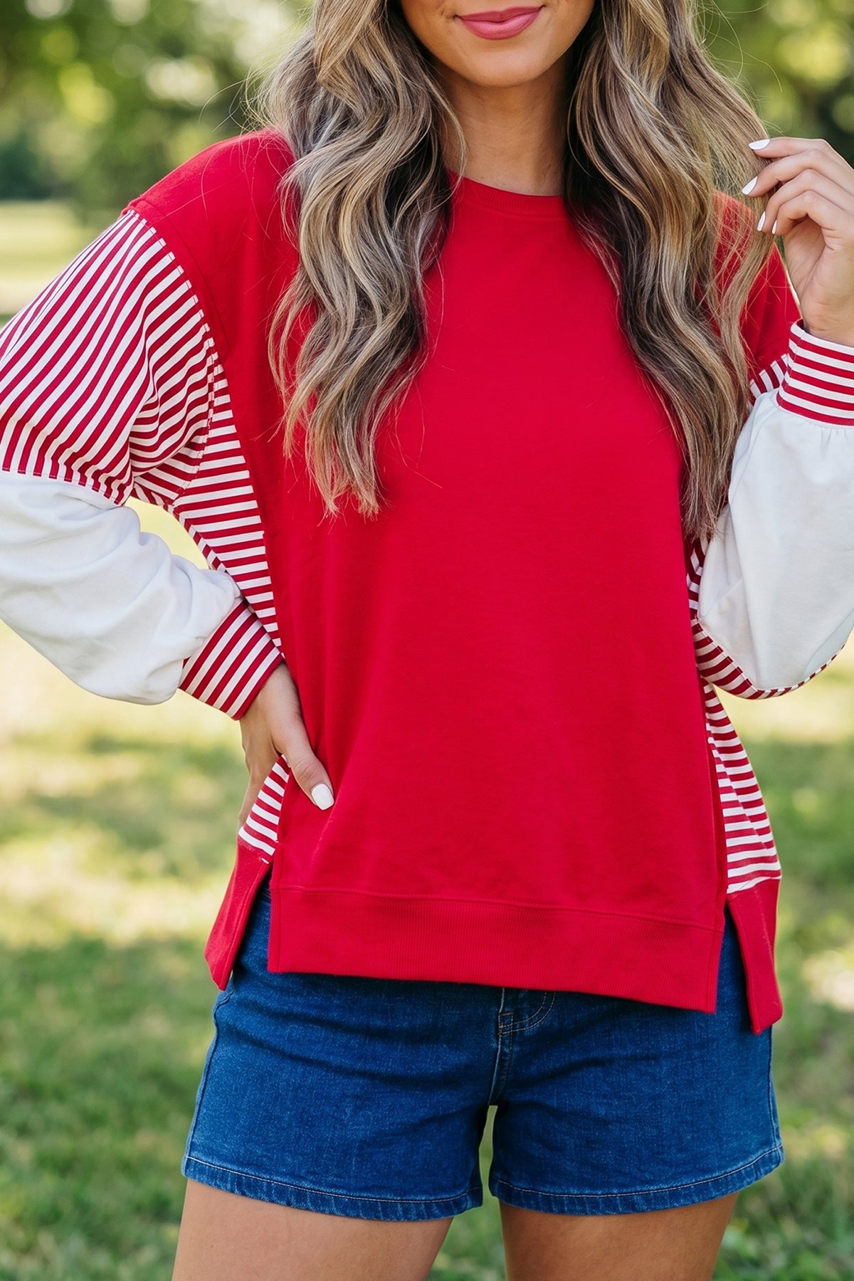 Striped Patchwork Sweatshirt