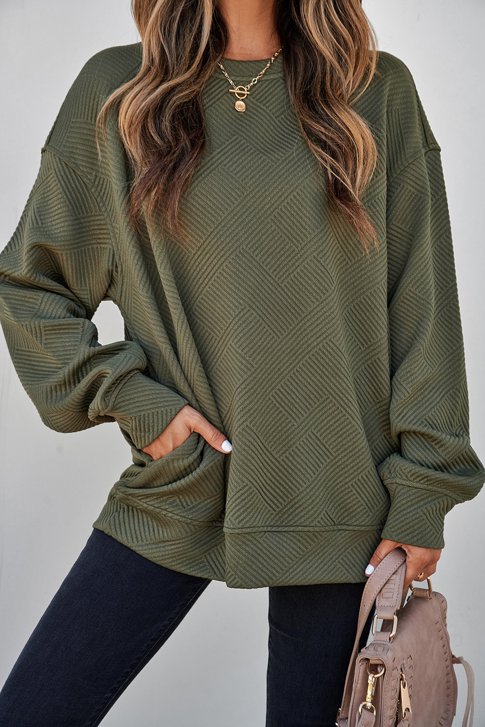 Textured Pullover Sweatshirt