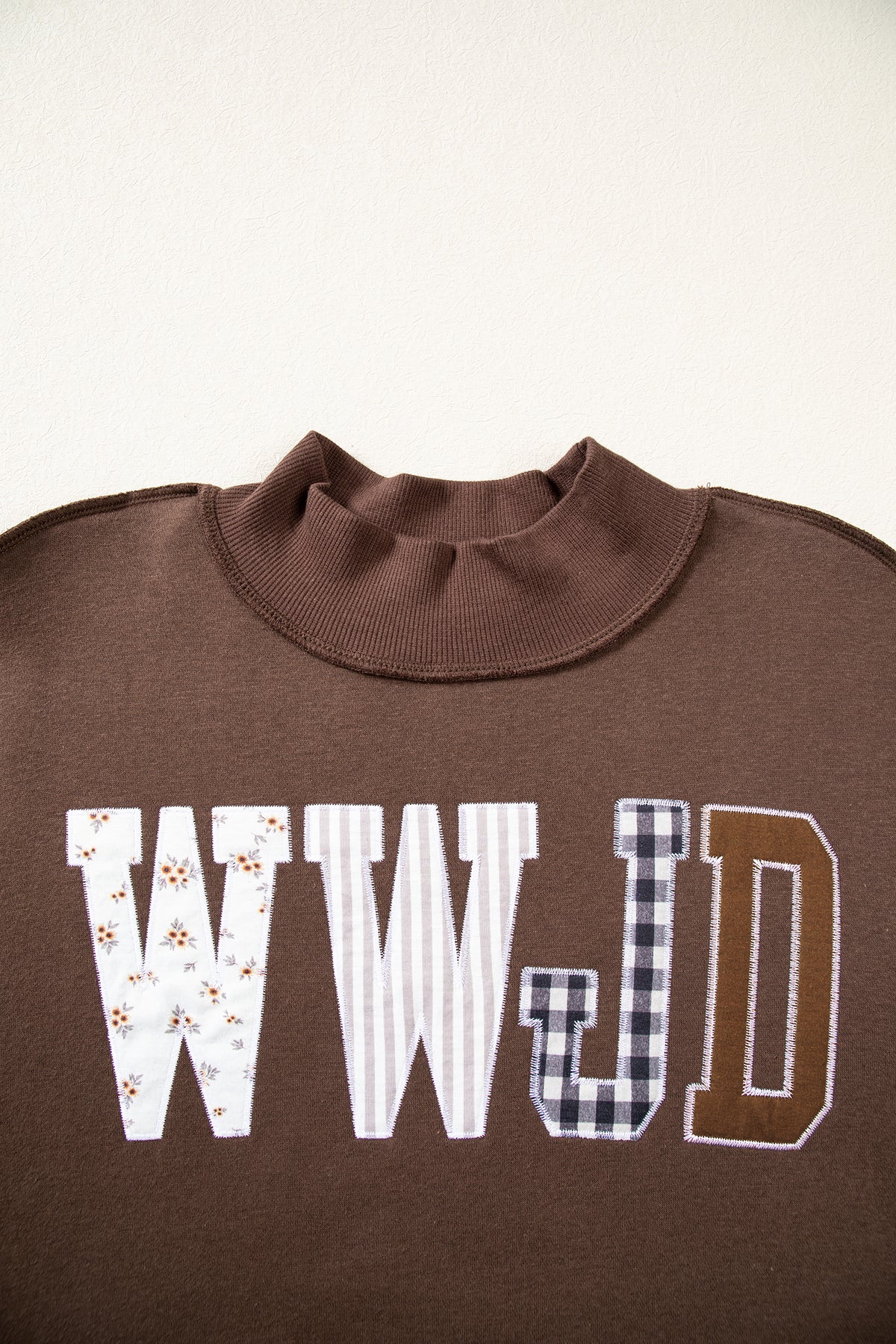 WWJD Embroidered Mock Neck Sweatshirt