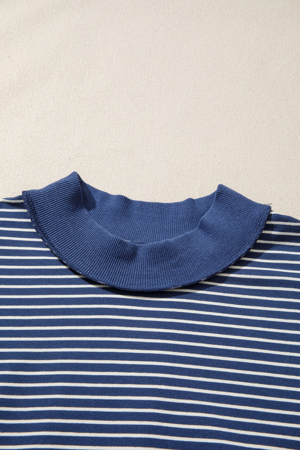 Striped Mock Neck Pullover w/ Shorts Set