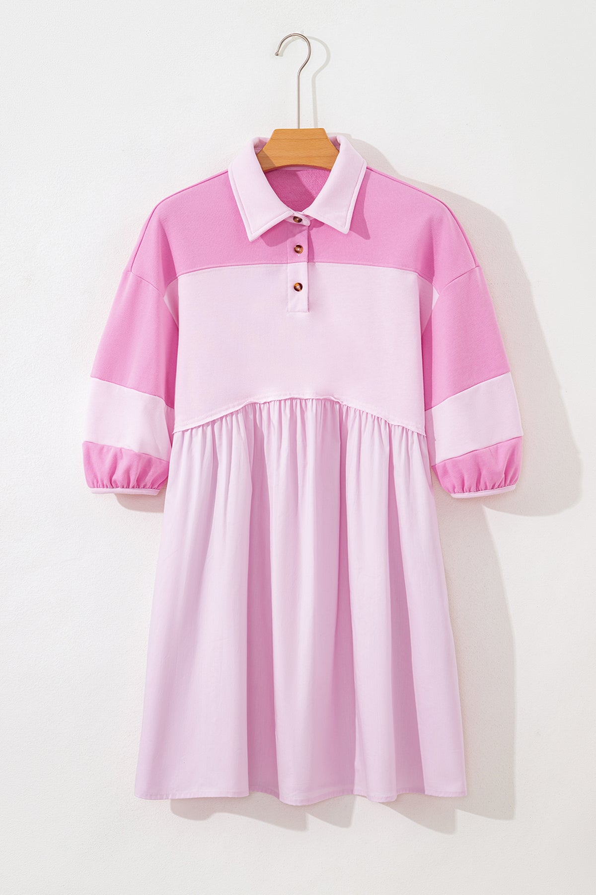 Button Polo Collar Mini Dress