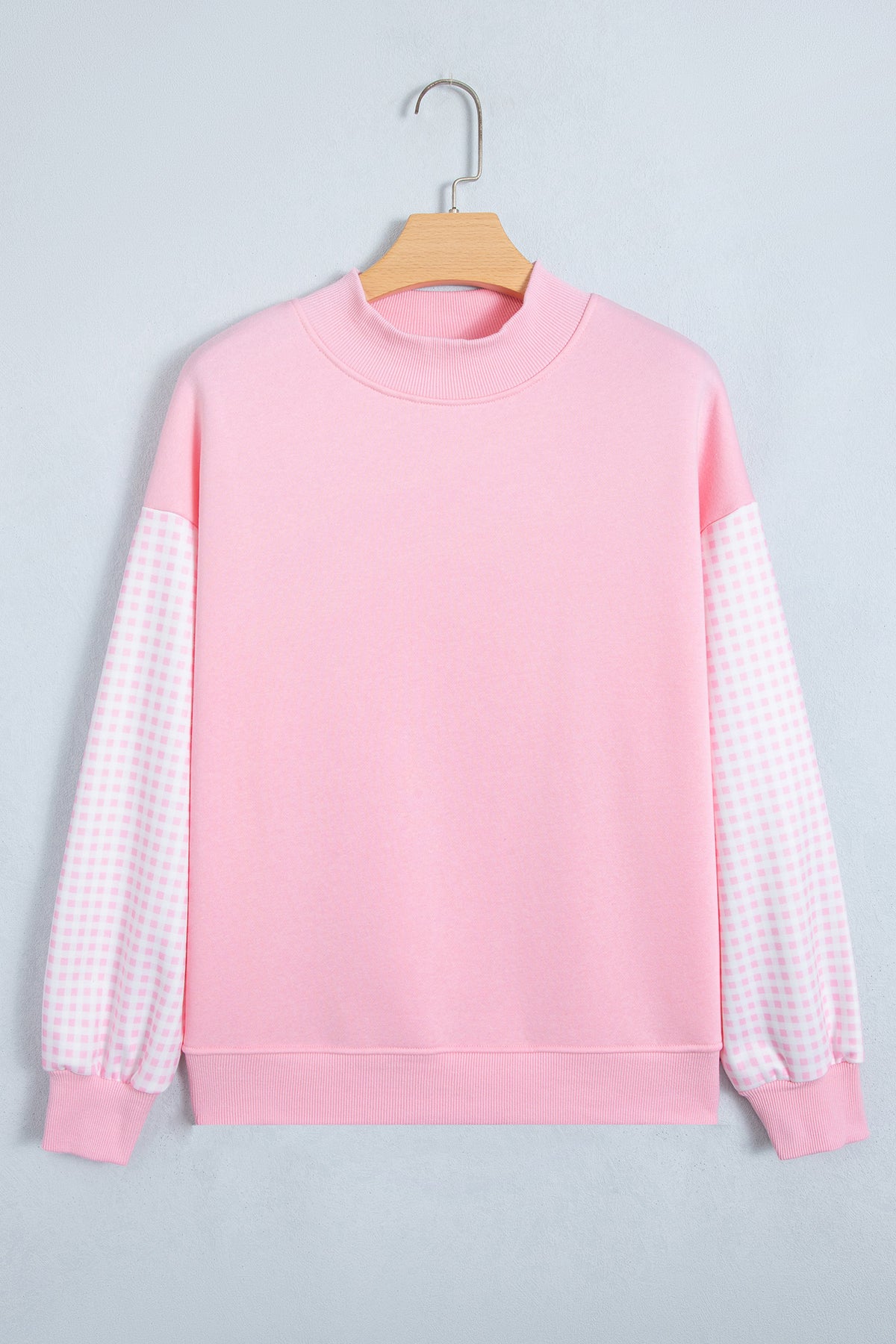 Plaid Sleeve Loose Tunic Sweatshirt