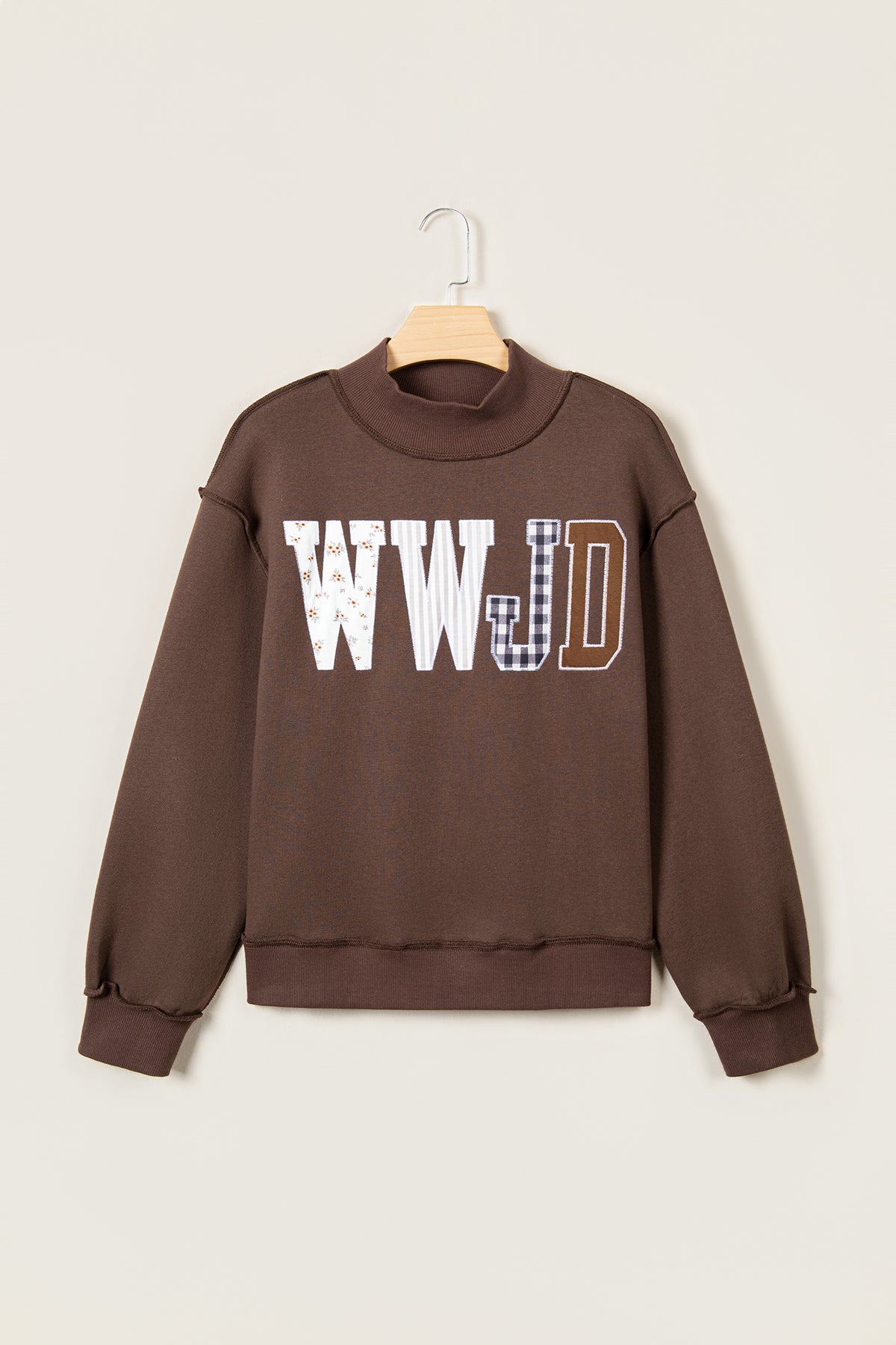 WWJD Embroidered Mock Neck Sweatshirt