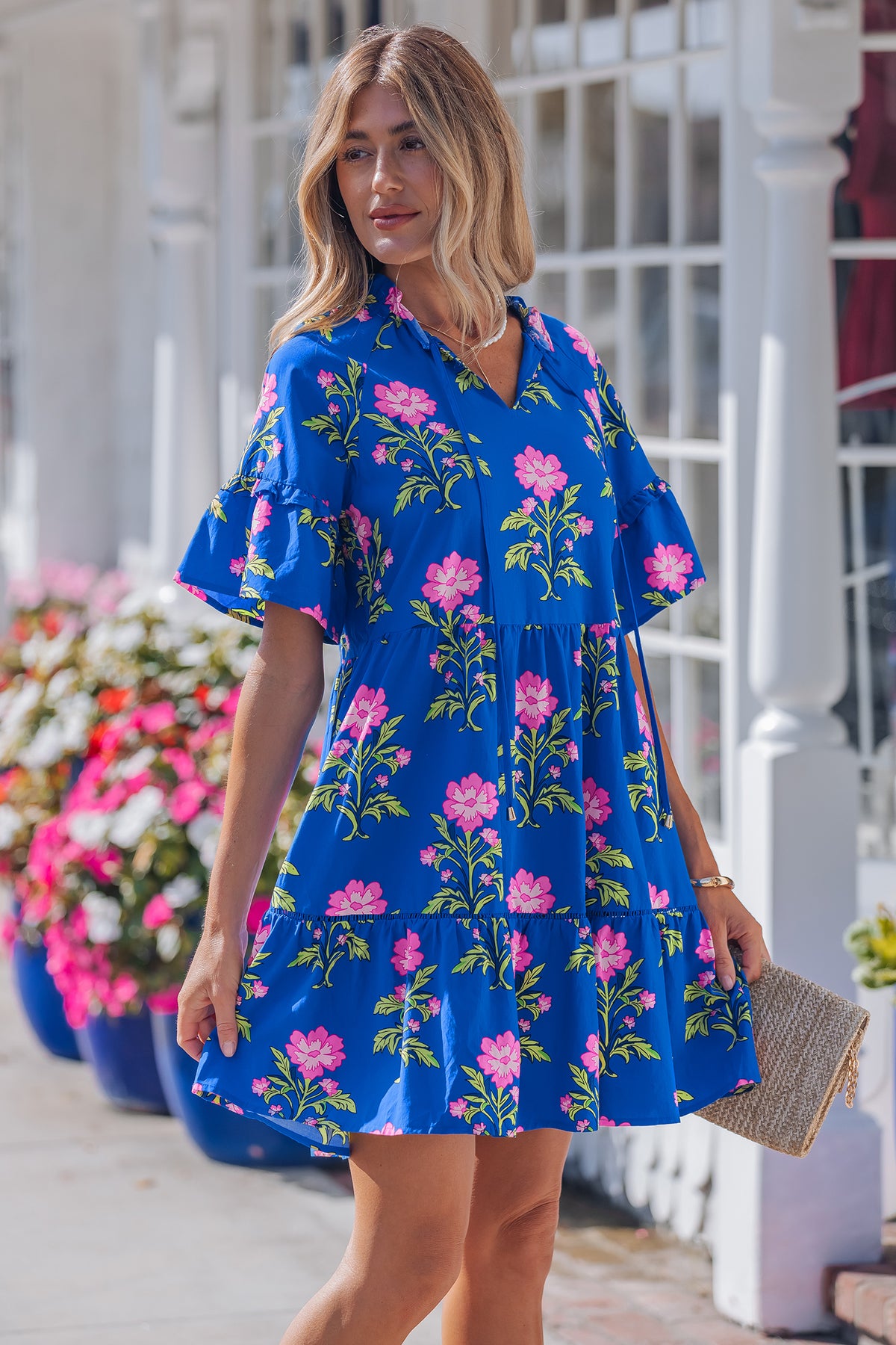 Short Sleeve Loose Flower Dress