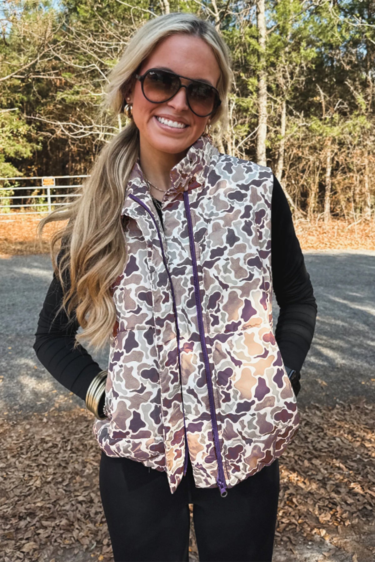 Camouflage Puffer Zip-Up Vest