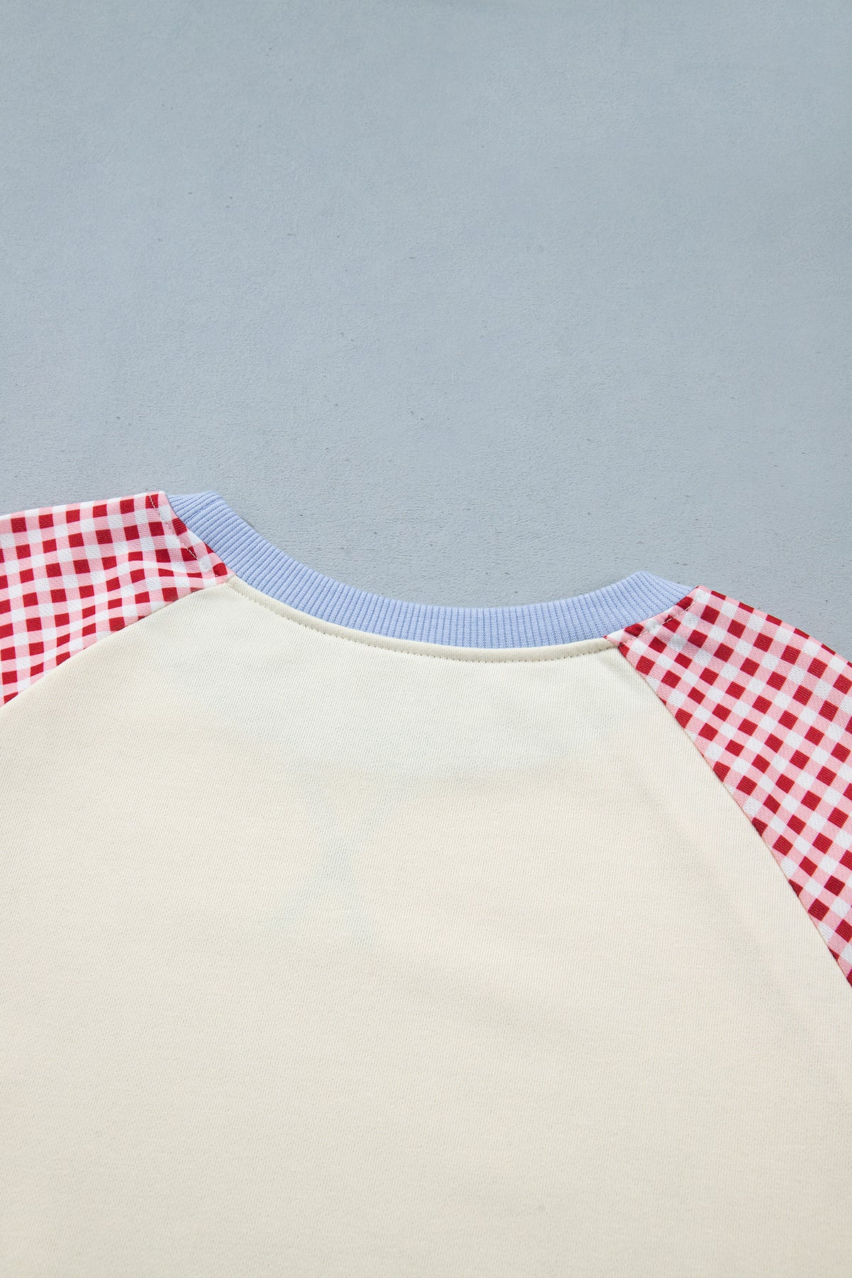 Plaid Sleeve Raglan Pullover Sweatshirt