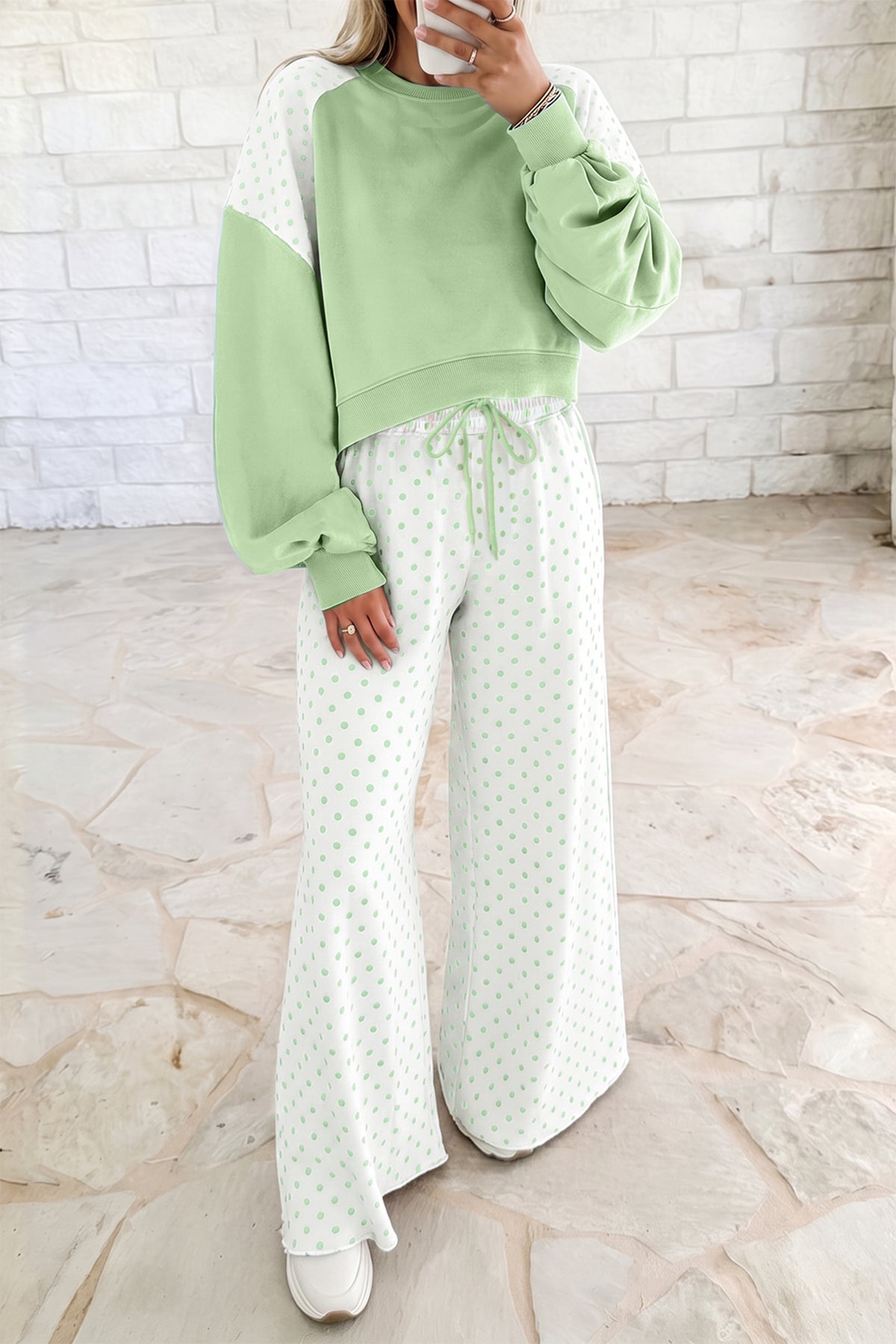 Polka Dot Long Sleeve Pants Set
